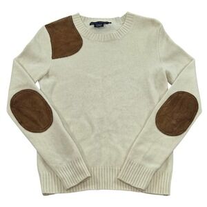 Ralph Lauren Wool & Angora Sweater with Suede Shoulder & Elbow Patches